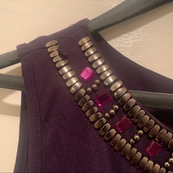 Purple Bejewled Flare Tail Dress - Picture 14 of 16